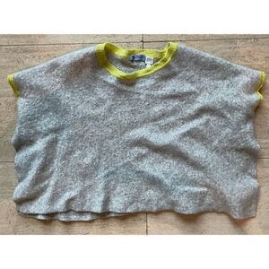Acrobat Luxury Wool Blend‎ Cropped Sweater with Neon Yellow Trim XS/S